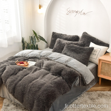 Ensembles de literie ultra doux avec housse de couette en peluche Shaggy